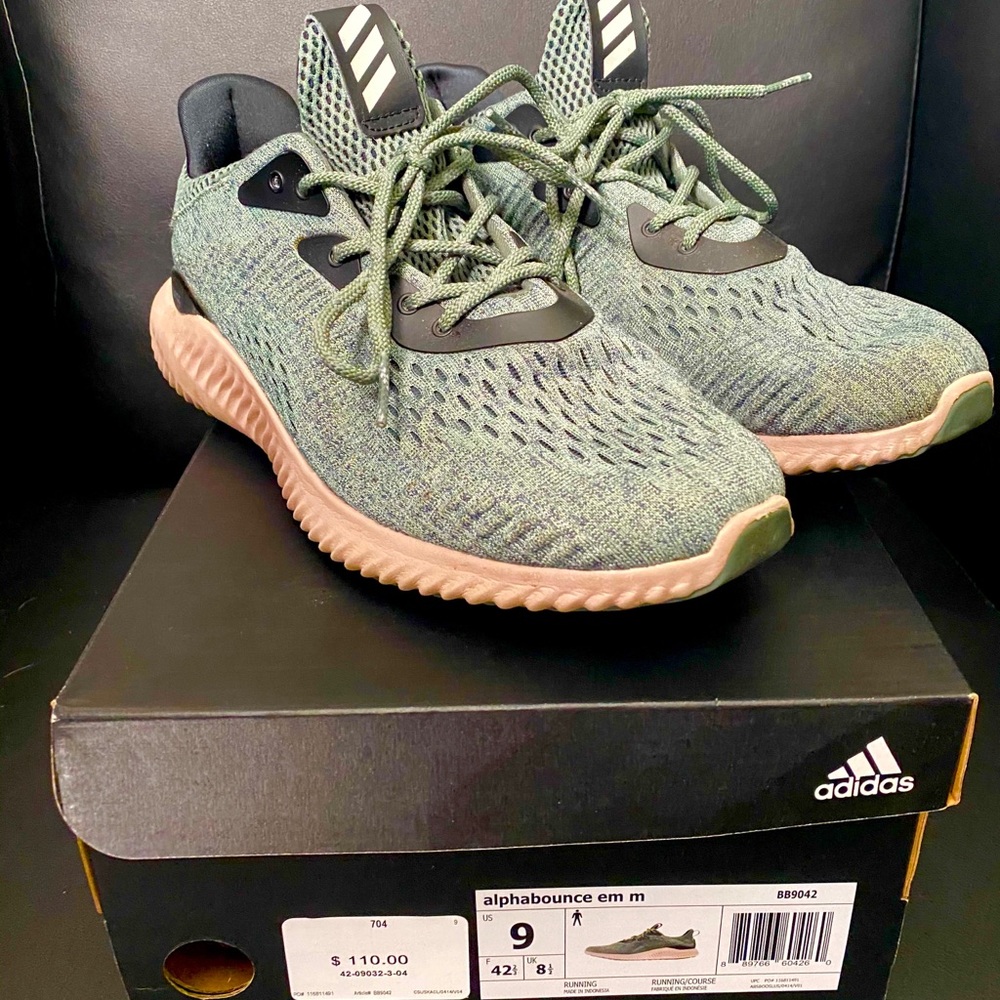 Adidas Alphabounce EM Mens Green and Tan